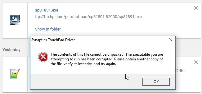 Solved: HP email alert for synaptics touchpad driver - HP Support Community  - 6423672