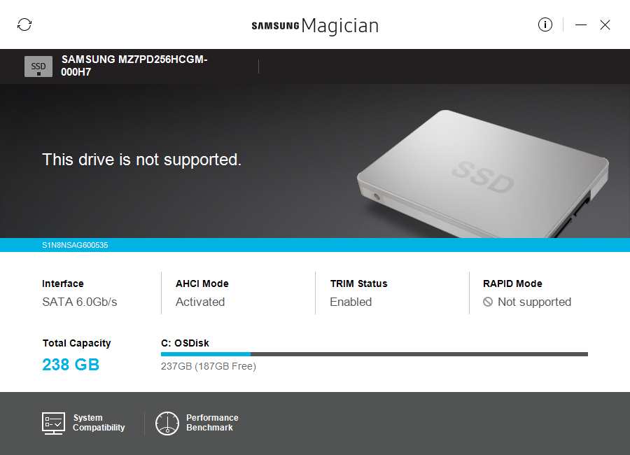 Samsung Magician does not recognise the Samsung SSD in my HP... - HP  Support Community - 6456081