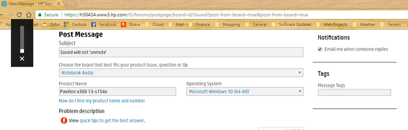 Sound will not 'unmute' - HP Support Community - 6478755