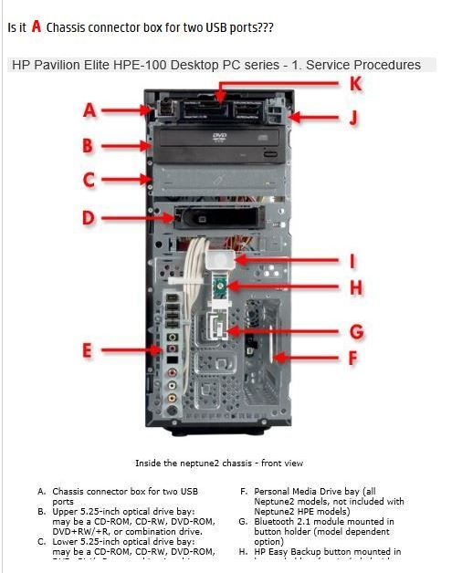 Solved: Replacing the USB front panel module - HP Support Community -  6489363