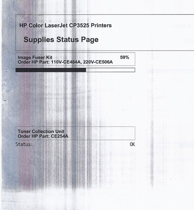Print quality issue streaks on CP3525 color LaserJet - HP Support Community  - 6520658