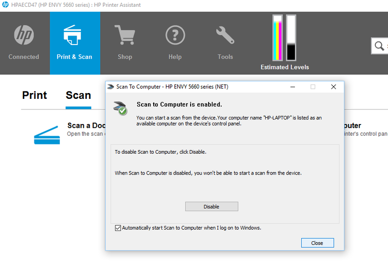 enable scan feature on hp printer