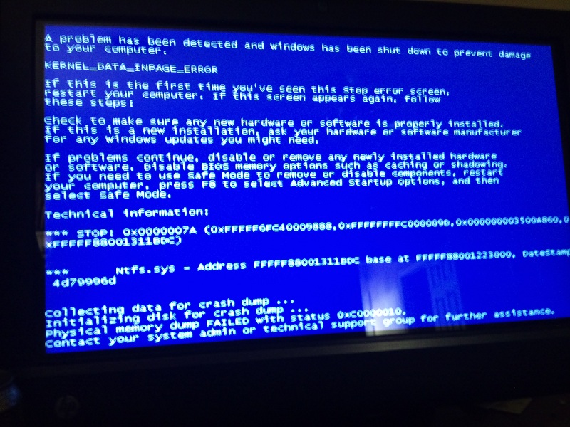 Hard Drive Error and/or Blue Screen HP Support Community 1079941