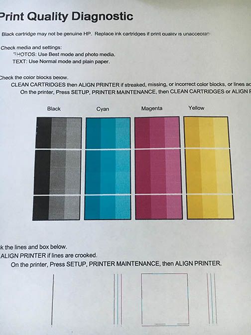 printer lines on paper
