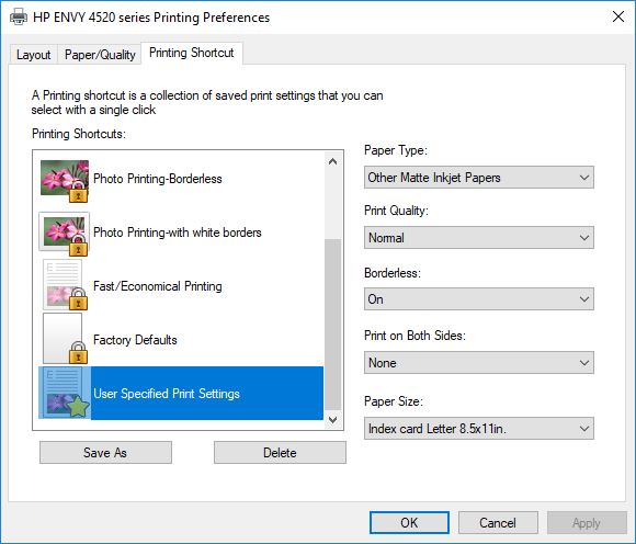 Printing Out Index Card Size On Letter Paper. - Microsoft Community