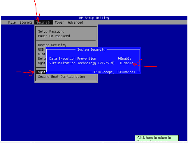 Error Vt X Is Disabled But In Bios It Says Enabled Hp Support Community