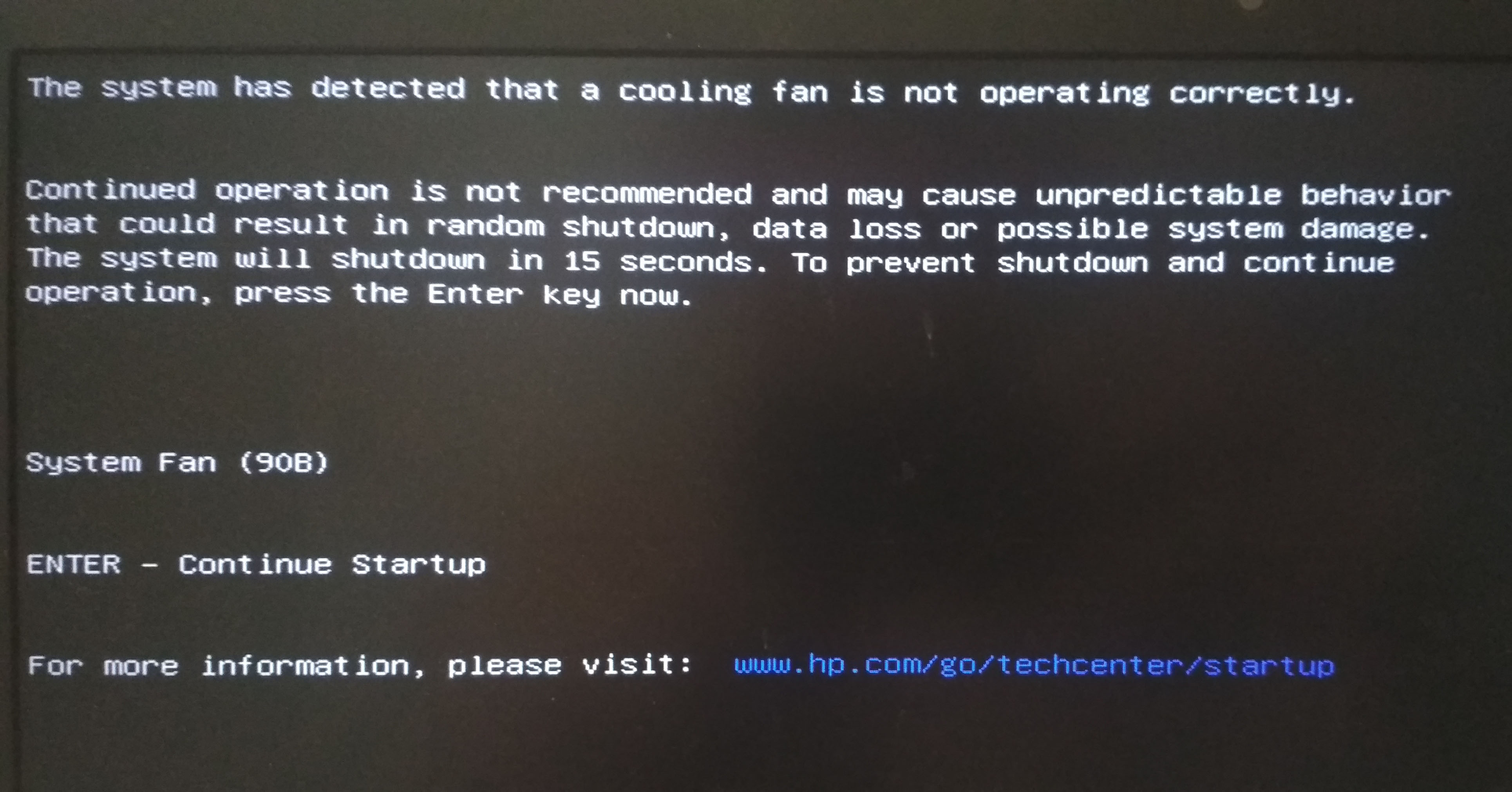 Solved: SYSTEM ERROR 90B ( COOLING FAN IS NOT CO OPREATING) - HP Support Community 6651658