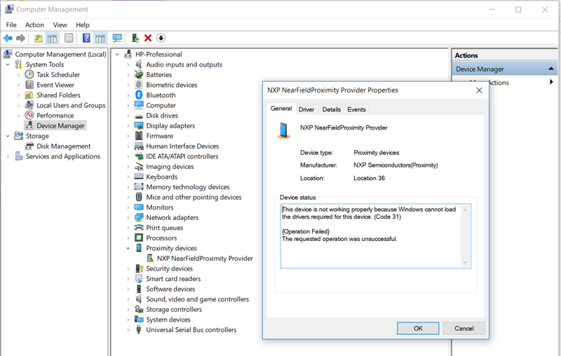 Nxp nearfieldproximity provider driver windows 10 sony