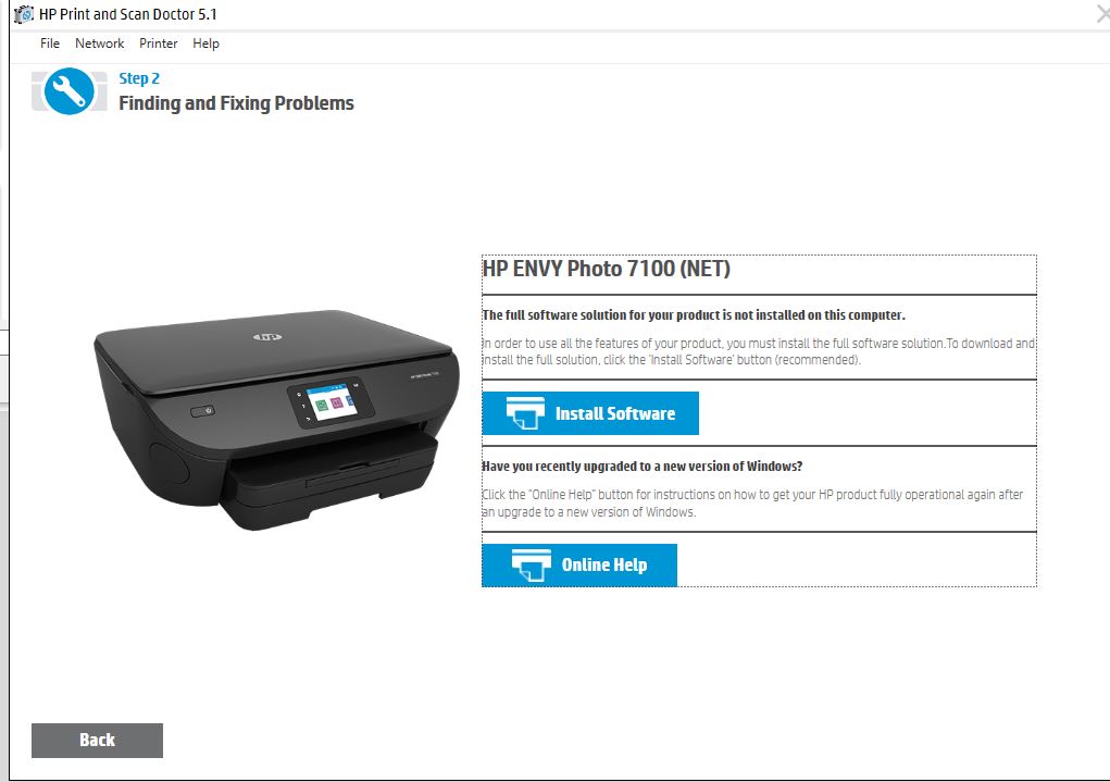 Solved Unable to fully instal HP envy Photo 7130 (Driver is unavail
