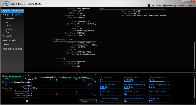 Intel XTU Screen Grab