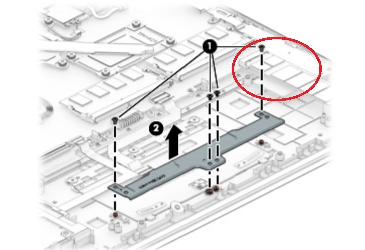 M.2 slot circled in red.