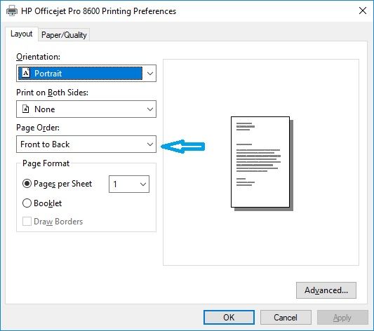 Strøm Skinne beundre Solved: HP OfficeJet Pro 8600 Reverse Printing Windows 10 - HP Support  Community - 6751462