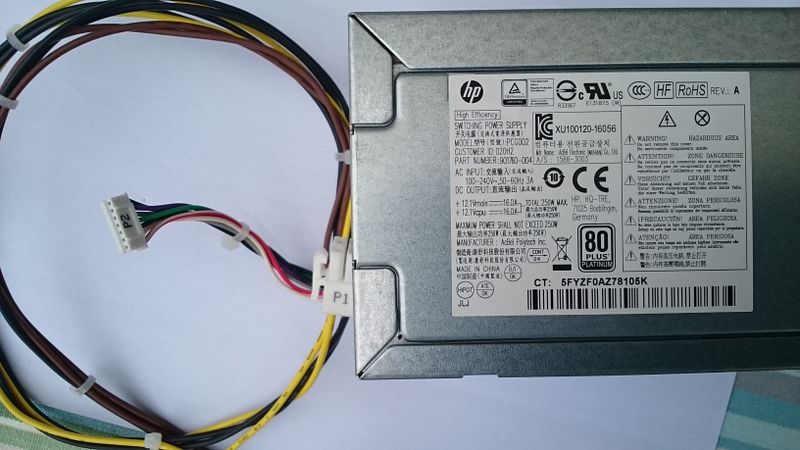 Image of 250w PSU with motherboard connector