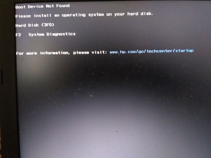 Operating System or Hard Disk Not Detected - HP Support Community - 6754121