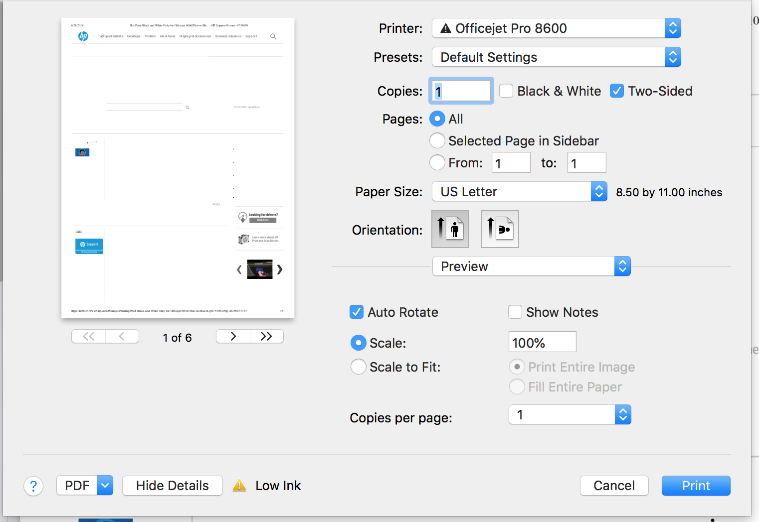 hp officejet pro 8600 print without color cartridges
