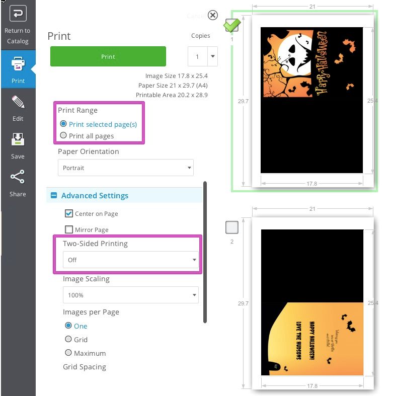 Printing selected pages