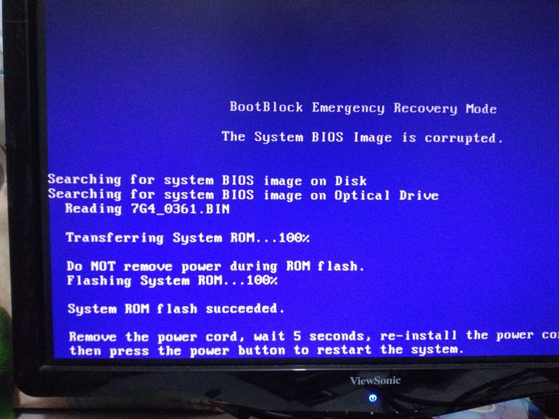 System BIOS image corrupted - HP Support Community - 6823682