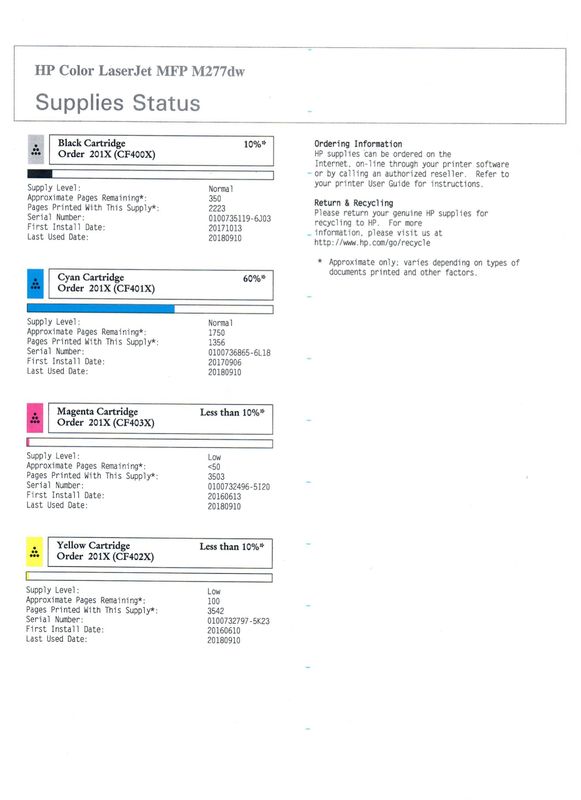 hp laserjet printing blue lines