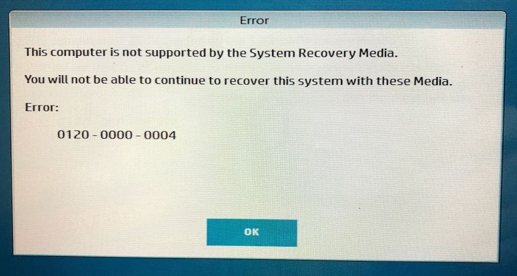 Solved: 13-R010DX will show error 0120-0000-0004 at recovery from me ...