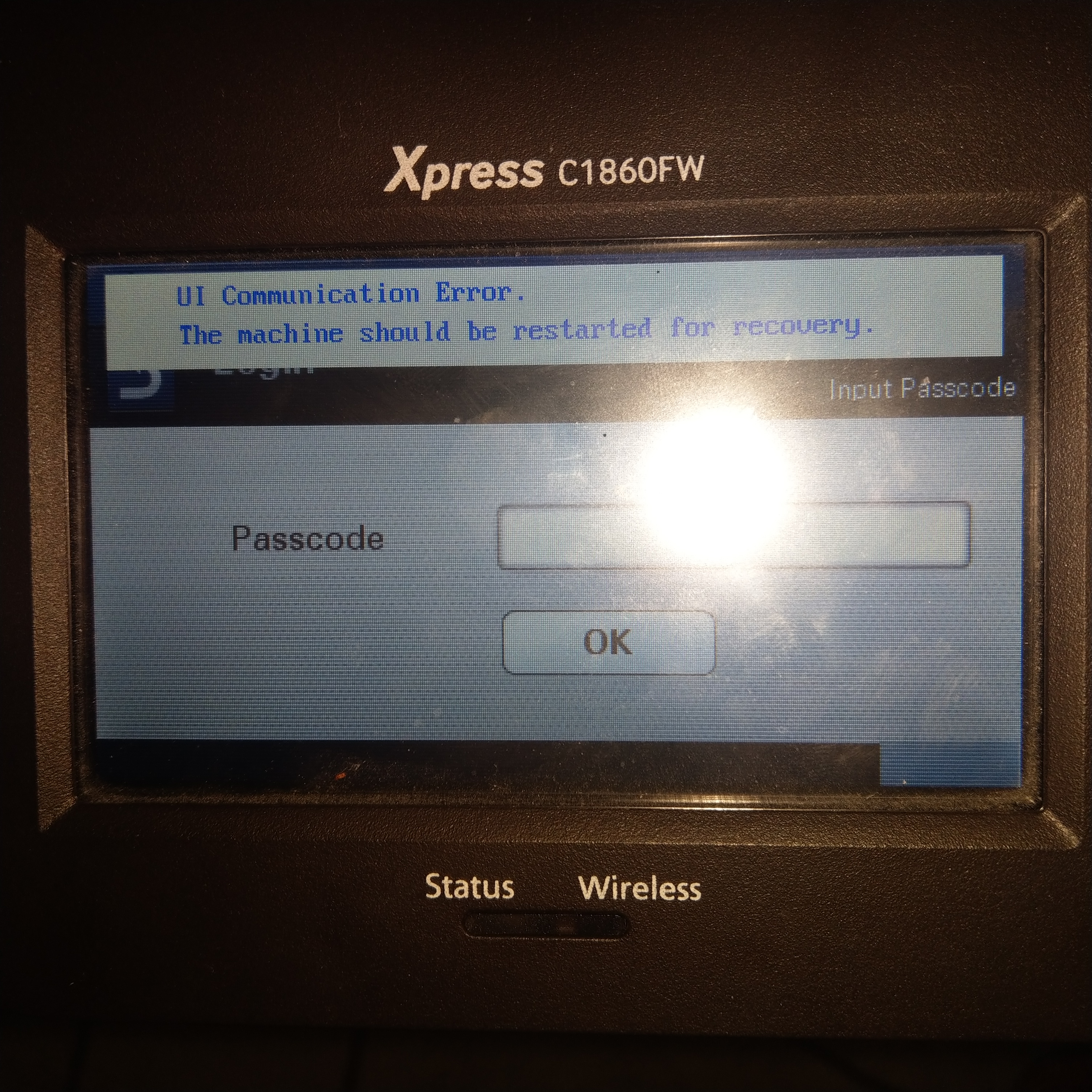 Xpress C1860FW UI communication error - HP Support Community - 6849267