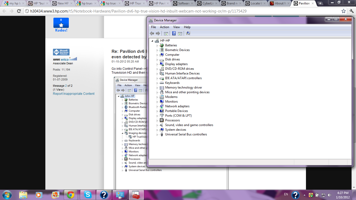 Pavilion dv6 hp true vision hd inbuilt webcam not working or... - Page 8 -  HP Support Community - 1175429
