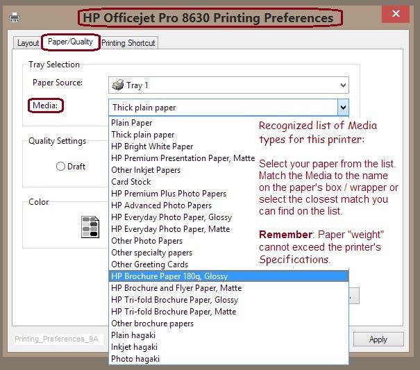 Envy 4500 won't print on card stock paper, great printing on... HP