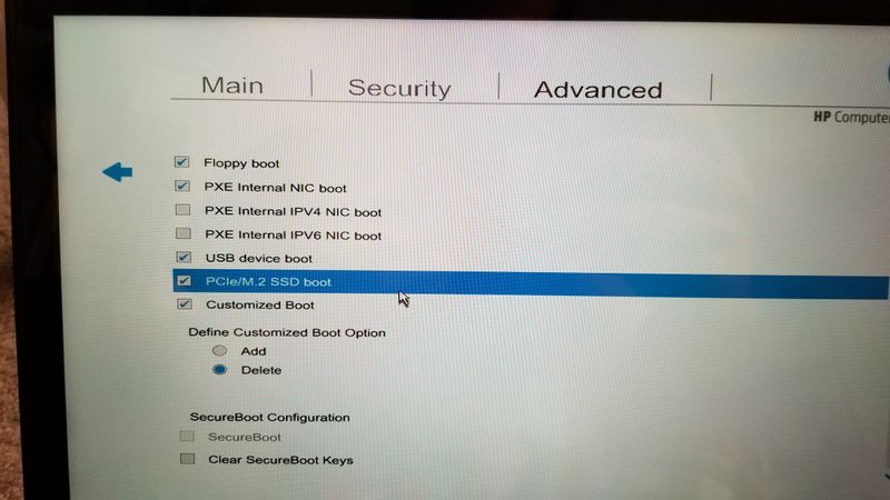 M.2 SSD boot is enabled