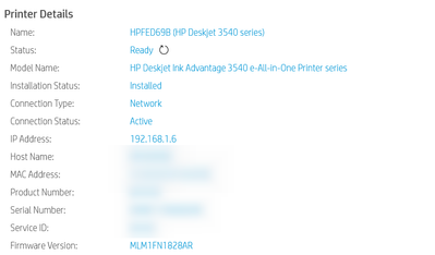 hp deskjet ink advantage 3540