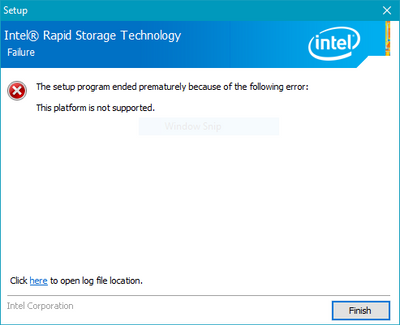 Can't install Intel Rapid Storage Technology Driver - HP Support Community  - 6873801