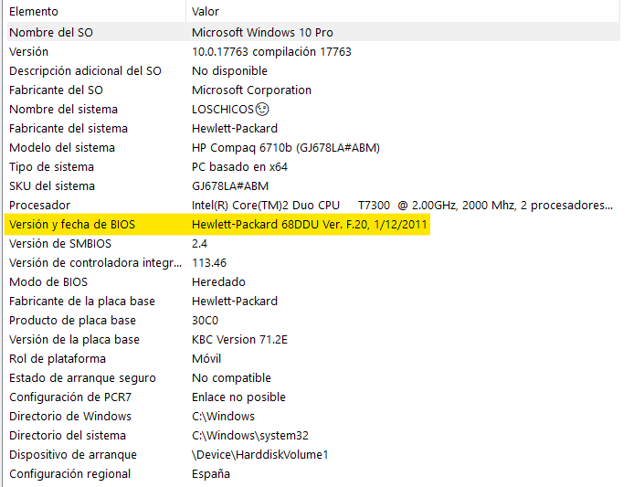 Solved: HP Compaq 6710b con Windows 10; ¿Comó actualizar la BIOS a s... -  Page 2 - HP Support Community - 6873521