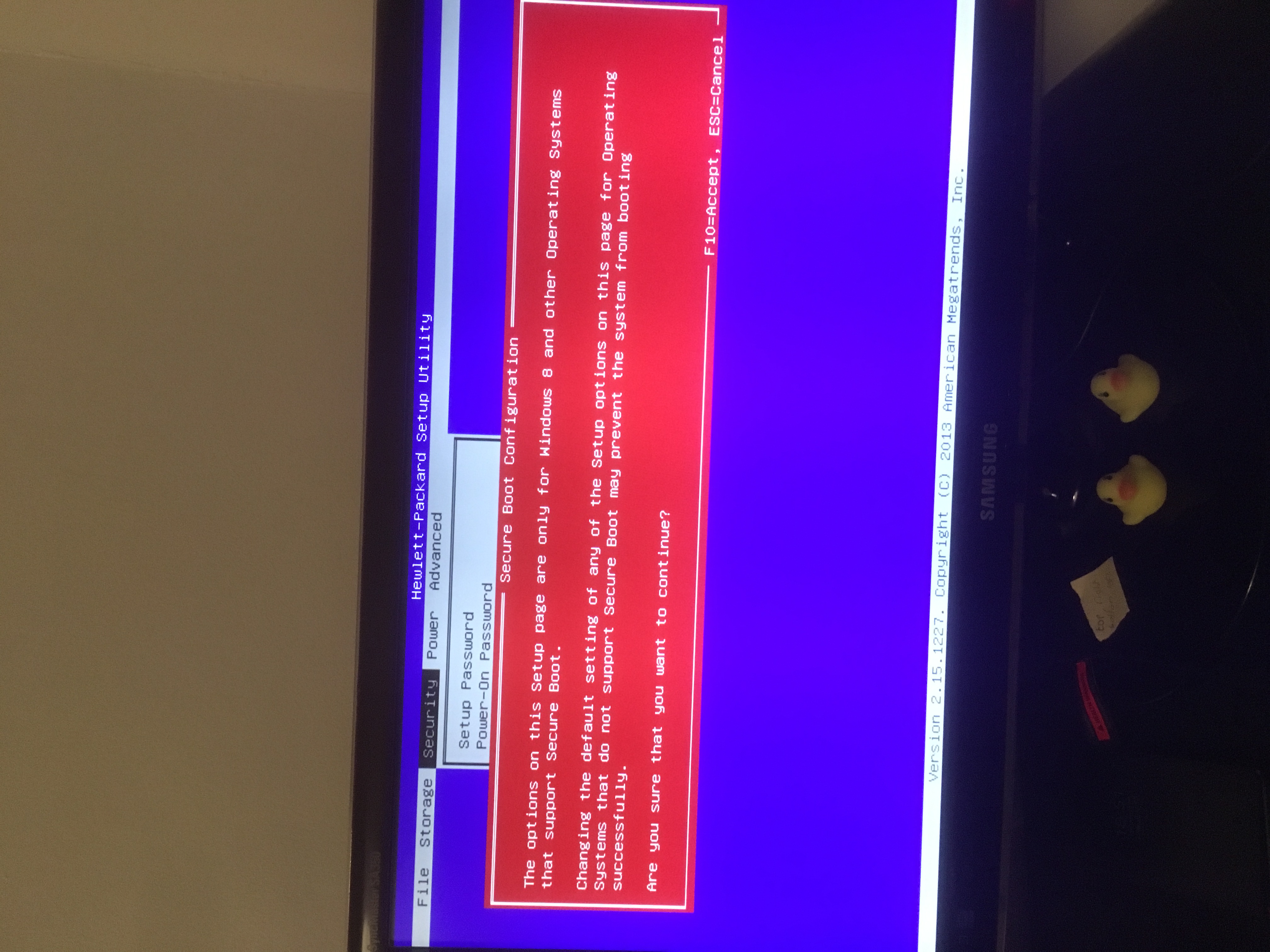 Changes bios settings to boot from usb now computer won t st hp