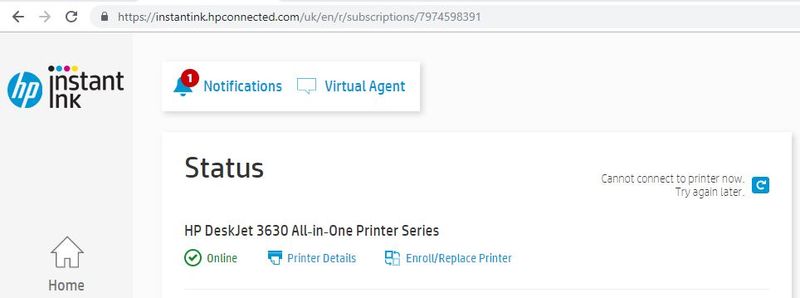 Ink - status cannot to printer now - HP Support Community - 6923165