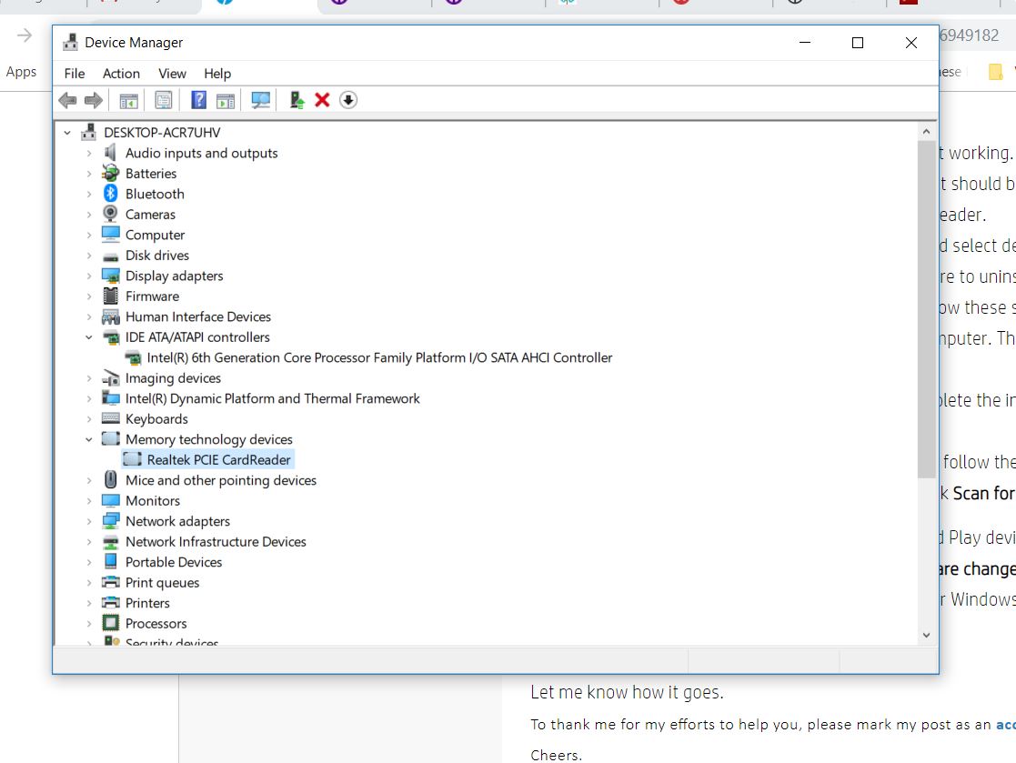 SD Card Reader Not Working HP Support Community 6949182