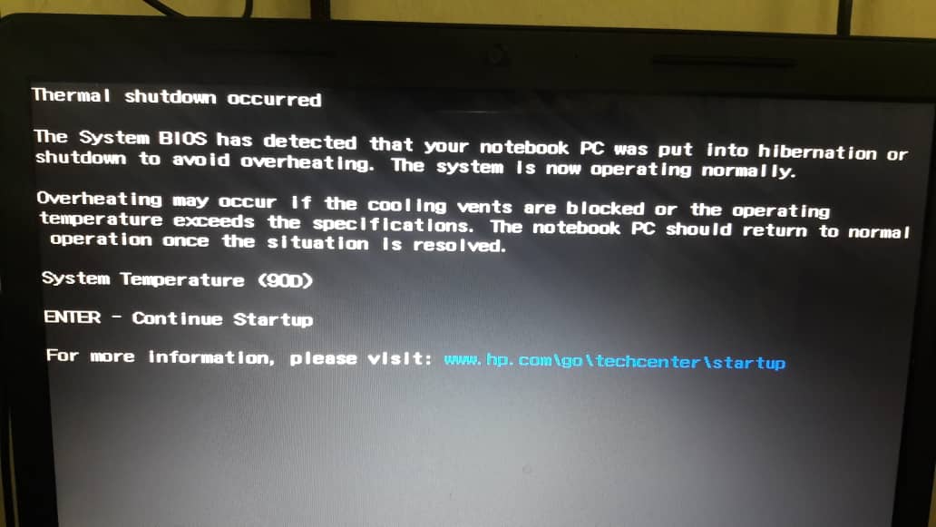 THERMAL SHUTDOWN OCCURRED HP Support Community 6953625