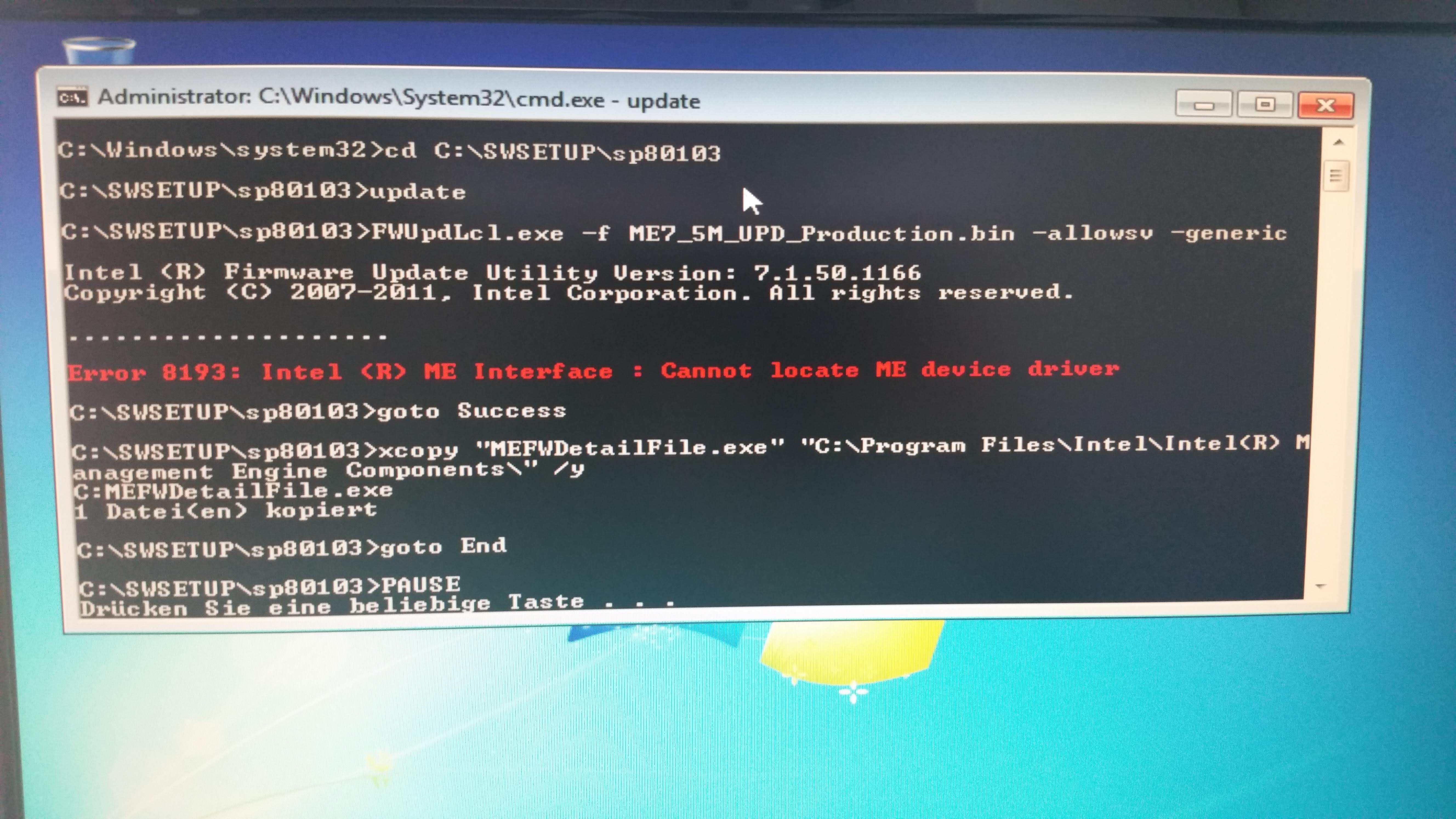 Solved Intel Network Card And Management Engine Fail To Initialize Hp Support Community