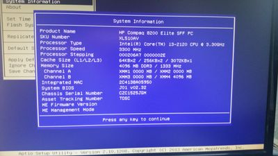 System Information in BIOS (missing ME Firmware)
