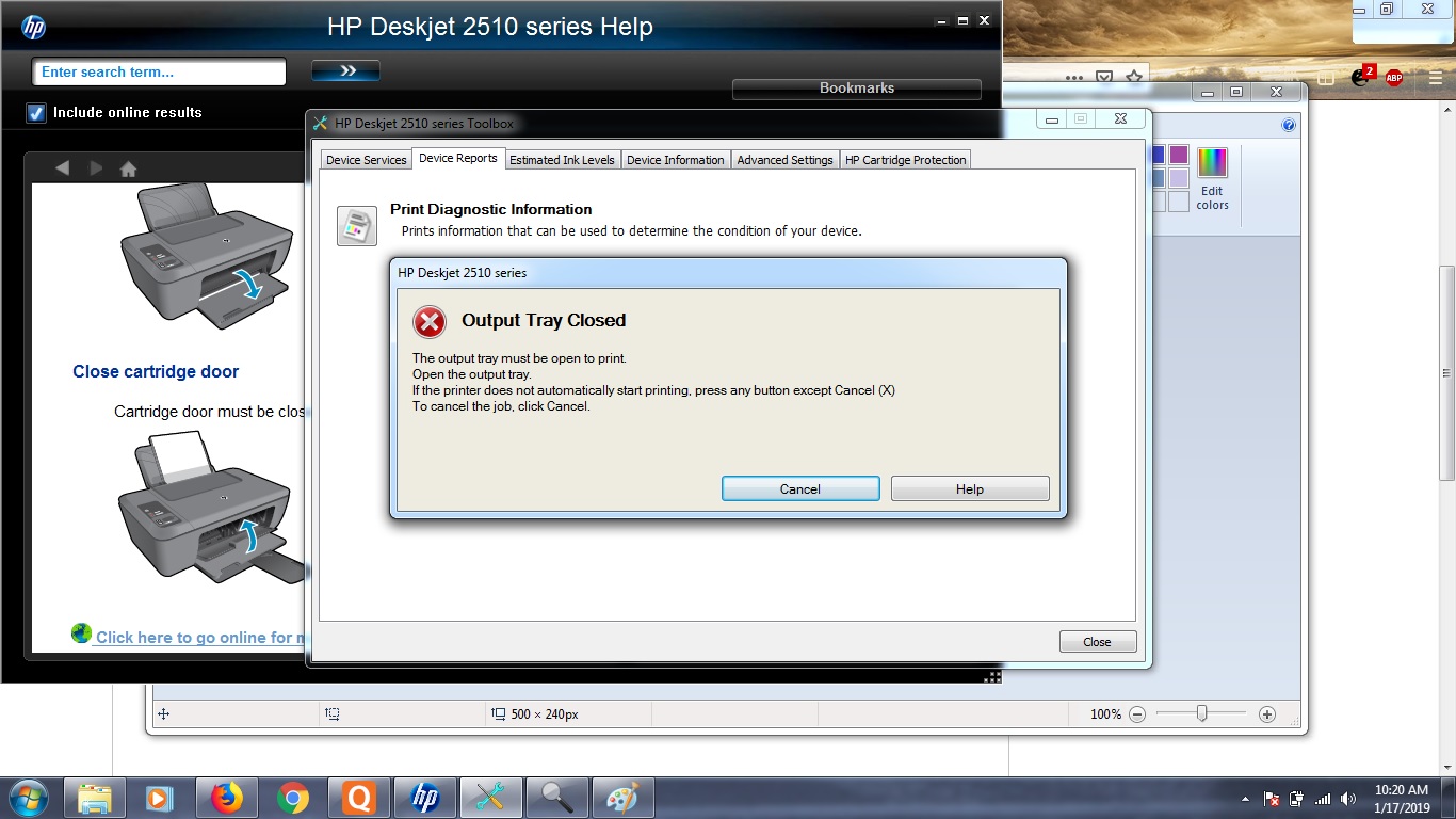 Using HP deskjet 2515 shows printer output tray is closed bu... HP