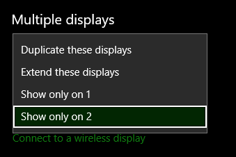 Show only 2 Option  its just highlighted not selected because when I select no signal appears because of 2k resolution of external monitor and my laptop dont support 2k