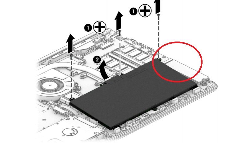 M.2 slot circled in red.