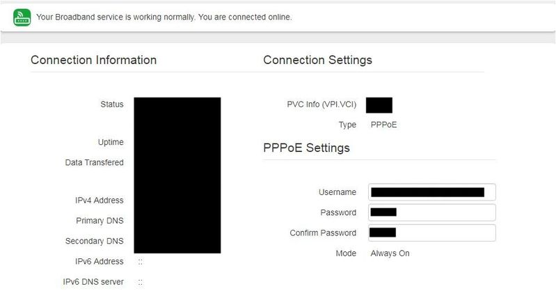 Broadband Connection Information