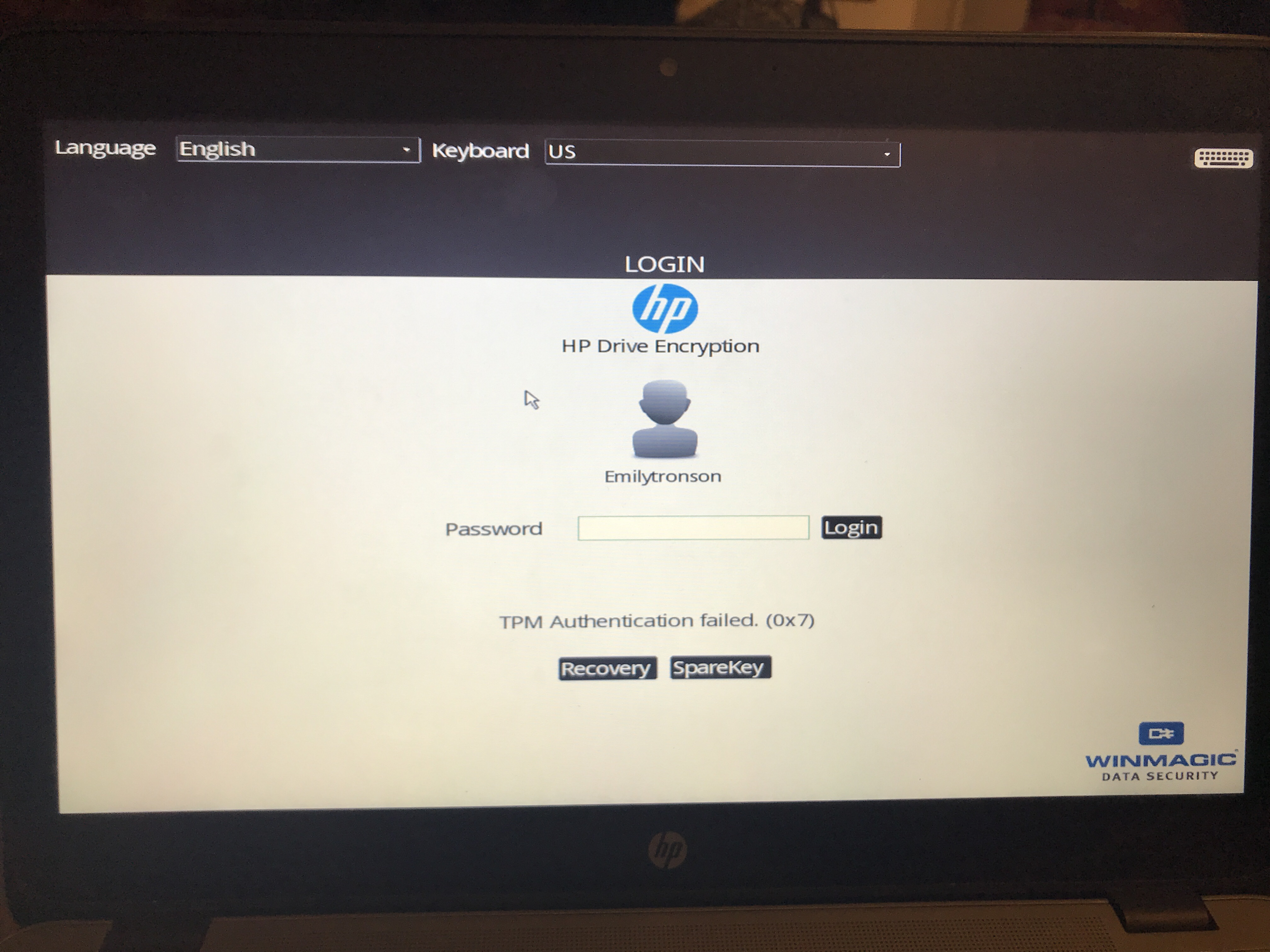 TMP authentication failed (0x7) - HP Support Community - 6992570