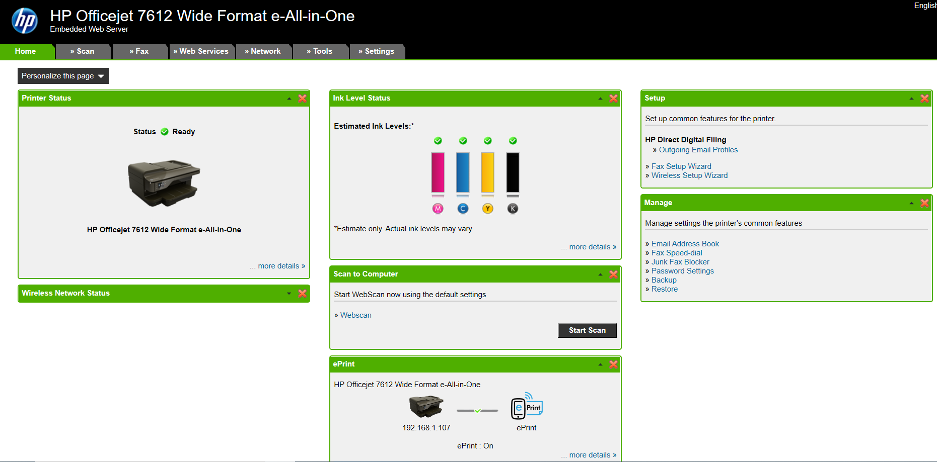 Solved 7612 webscan disabled, contact your admin HP Support