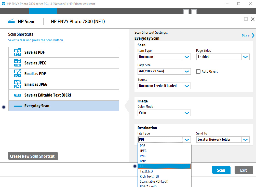 Scanning to TIFF on HP ENVY PHOTO 7855 HP Support Community 7010525