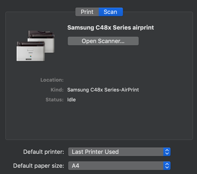 Solved: Samsung Xpress SL-C480W - macOS mojave 10.14 - scanning in c... -  HP Support Community - 7021806