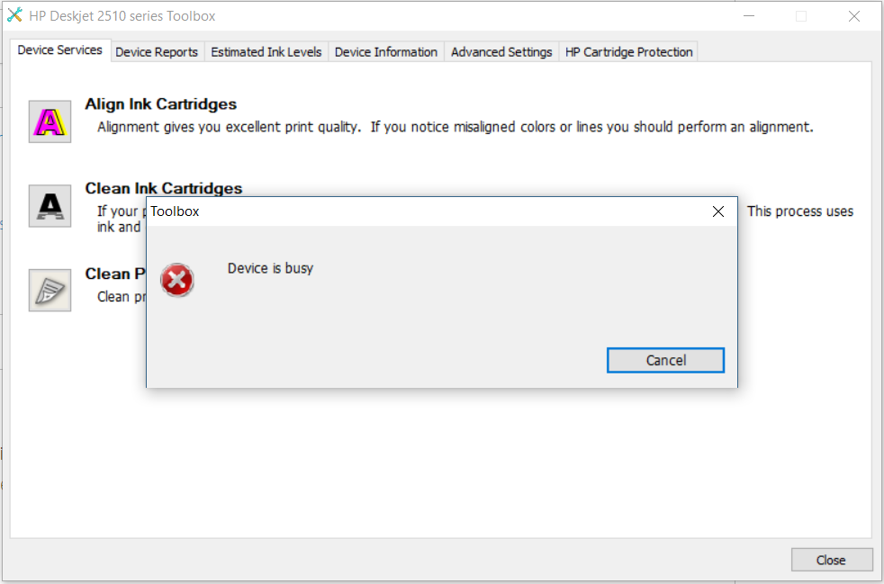 2515 Printer getting 'Device busy' error HP Support Community 7022926