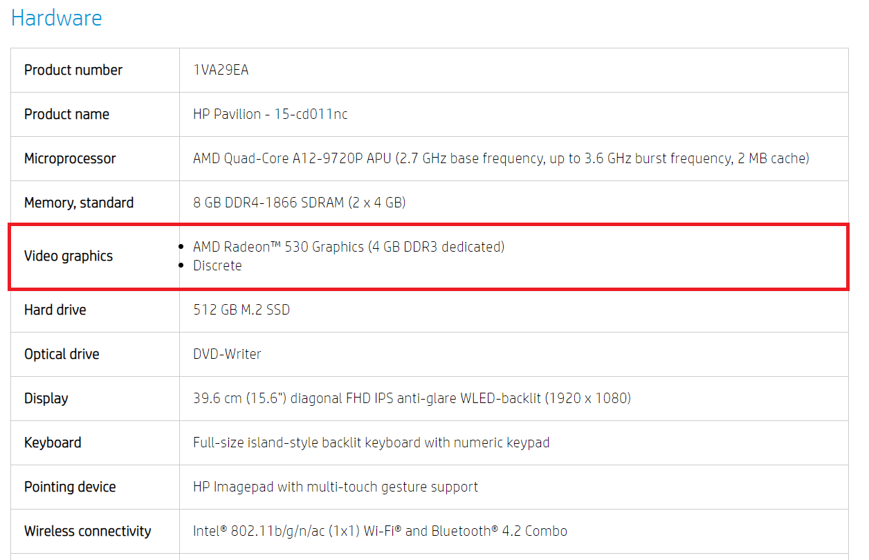 Graphics card AMD Radeon 530 mapped as AMD Radeon (TM) 535DX... - HP  Support Community - 7019121