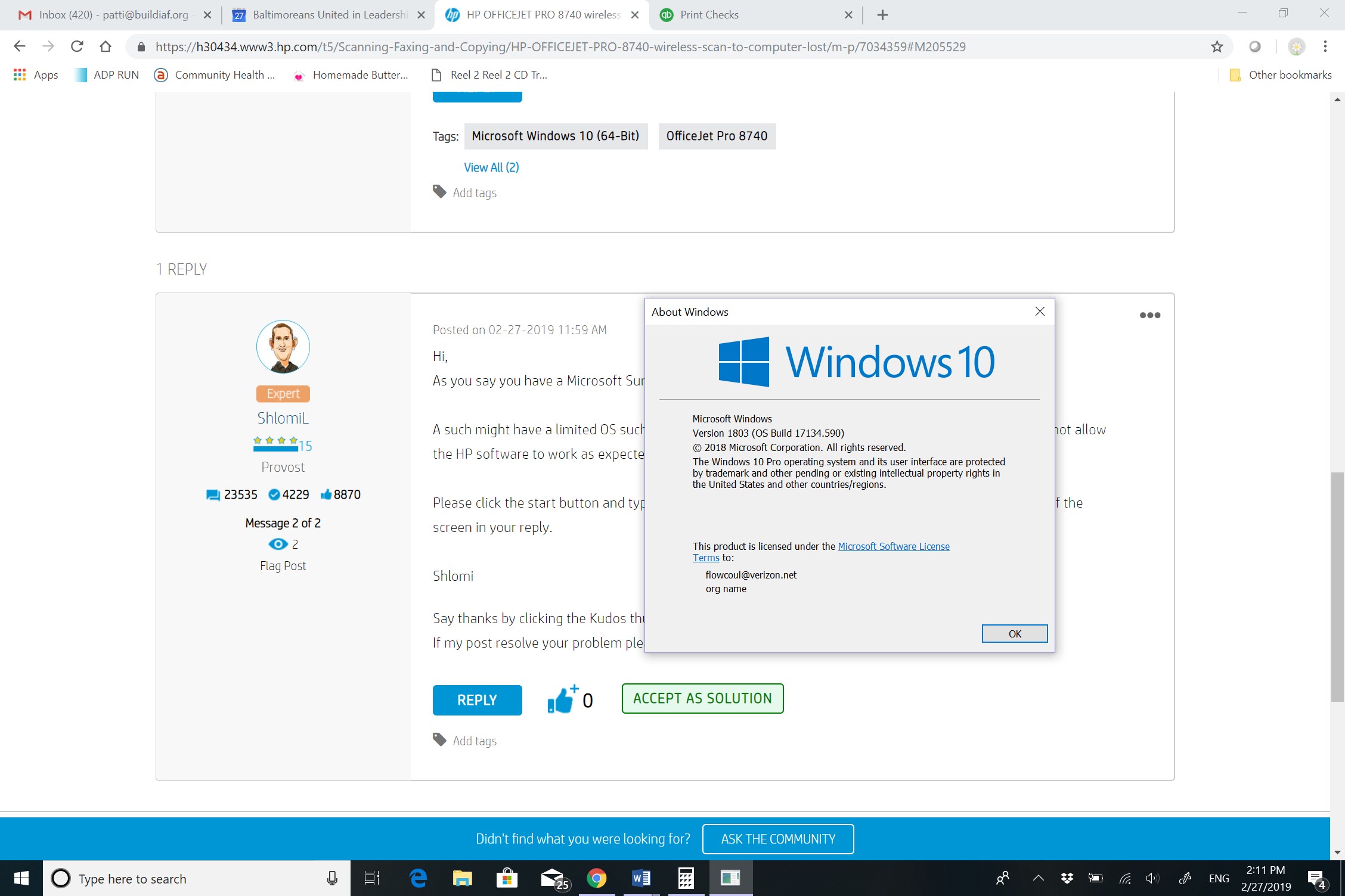 Solved HP OFFICEJET PRO 8740 wireless scan to computer lost HP