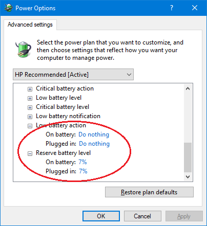 Laptop shuts down without warning on low battery when not pl... - HP  Support Community - 7051660