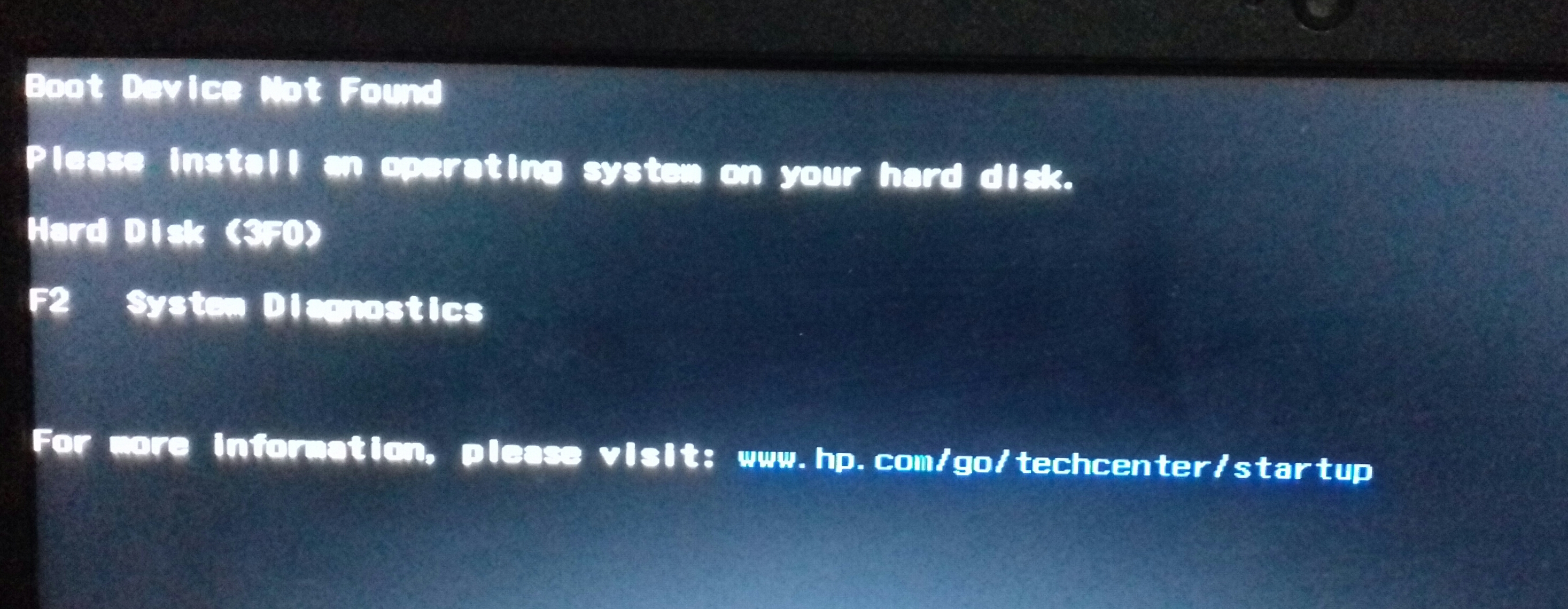 Showing "Boot device not found/ Hard disk(3F0)" - HP Support Community -  7040488