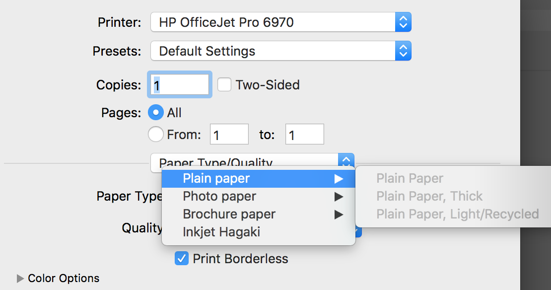 HP Officejet 6978 - No longer printing US Letter Borderless - HP ...